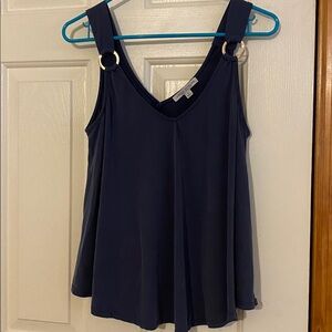Green Envelope Navy Camisole with Silver Accents